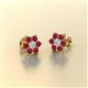 2 - Amora Lab Grown Diamond and Ruby Flower Earrings 