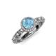 4 - Riona Signature Blue Topaz and Diamond Halo Engagement Ring 