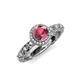 4 - Riona Signature Rhodolite Garnet and Diamond Halo Engagement Ring 