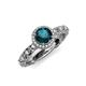 4 - Riona Signature London Blue Topaz and Diamond Halo Engagement Ring 