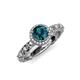 4 - Riona Signature Blue and White Diamond Halo Engagement Ring 