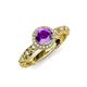 4 - Riona Signature Amethyst and Diamond Halo Engagement Ring 