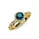 4 - Riona Signature London Blue Topaz and Diamond Halo Engagement Ring 
