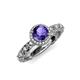 4 - Riona Signature Iolite and Diamond Halo Engagement Ring 