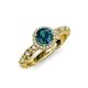 4 - Riona Signature Blue and White Diamond Halo Engagement Ring 