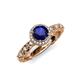 4 - Riona Signature Blue Sapphire and Diamond Halo Engagement Ring 