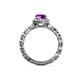 5 - Riona Signature Amethyst and Diamond Halo Engagement Ring 