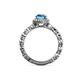 5 - Riona Signature Blue Topaz and Diamond Halo Engagement Ring 