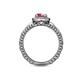5 - Cera Signature Rhodolite Garnet and Diamond Halo Engagement Ring 