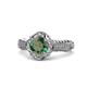 1 - Maura Signature Diamond and Lab Created Alexandrite Floral Halo Engagement Ring 