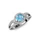 4 - Liora Signature Blue Topaz and Diamond Eye Halo Engagement Ring 