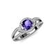 4 - Liora Signature Iolite and Diamond Eye Halo Engagement Ring 
