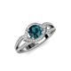 4 - Liora Signature Blue and White Diamond Eye Halo Engagement Ring 