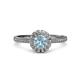 3 - Jolie Signature Aquamarine and Diamond Floral Halo Engagement Ring 