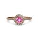3 - Jolie Signature Lab Created Pink Sapphire and Diamond Floral Halo Engagement Ring 