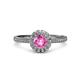 3 - Jolie Signature Lab Created Pink Sapphire and Diamond Floral Halo Engagement Ring 