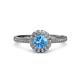 3 - Jolie Signature Blue Topaz and Diamond Floral Halo Engagement Ring 