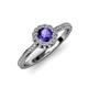 4 - Jolie Signature Iolite and Diamond Floral Halo Engagement Ring 