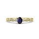 1 - Kiara 0.80 ctw Blue Sapphire Oval Shape (6x4 mm) Solitaire Plus accented Natural Diamond Engagement Ring 