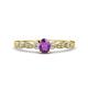 1 - Kiara 0.64 ctw Amethyst Oval Shape (6x4 mm) Solitaire Plus accented Natural Diamond Engagement Ring 