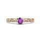 1 - Kiara 0.64 ctw Amethyst Oval Shape (6x4 mm) Solitaire Plus accented Natural Diamond Engagement Ring 