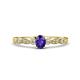 1 - Kiara 0.60 ctw Iolite Oval Shape (6x4 mm) Solitaire Plus accented Natural Diamond Engagement Ring 