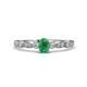 1 - Kiara 0.58 ctw Emerald Oval Shape (6x4 mm) Solitaire Plus accented Natural Diamond Engagement Ring 