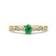 1 - Kiara 0.58 ctw Emerald Oval Shape (6x4 mm) Solitaire Plus accented Natural Diamond Engagement Ring 