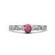 1 - Kiara 0.83 ctw Rhodolite Garnet Oval Shape (6x4 mm) Solitaire Plus accented Natural Diamond Engagement Ring 