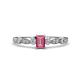 1 - Kiara Desire Emerald Cut Pink Tourmaline and Round Diamond Engagement Ring 