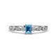 1 - Kiara Desire Emerald Cut Blue Topaz and Round Diamond Engagement Ring 