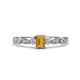 1 - Kiara Desire Emerald Cut Citrine and Round Diamond Engagement Ring 