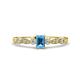 1 - Kiara Desire Emerald Cut Blue Topaz and Round Diamond Engagement Ring 