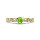 1 - Kiara Desire Emerald Cut Peridot and Round Diamond Engagement Ring 