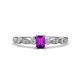 1 - Kiara Desire Emerald Cut Amethyst and Round Diamond Engagement Ring 