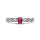 1 - Kiara Desire Emerald Cut Rhodolite Garnet and Round Diamond Engagement Ring 