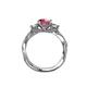 5 - Alika Signature Rhodolite Garnet and Diamond Three Stone Engagement Ring 