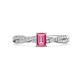 1 - Avril Desire Emerald Cut Pink Tourmaline and Round Diamond Twist Braided Shank Engagement Ring 