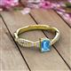 2 - Avril Desire Emerald Cut Blue Topaz and Round Diamond Twist Braided Shank Engagement Ring 