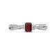 1 - Avril Desire Emerald Cut Red Garnet and Round Diamond Twist Braided Shank Engagement Ring 
