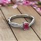 2 - Avril Desire Emerald Cut Rhodolite Garnet and Round Diamond Twist Braided Shank Engagement Ring 