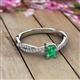 2 - Avril Desire Emerald Cut Emerald and Round Diamond Twist Braided Shank Engagement Ring 
