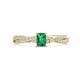 1 - Avril Desire Emerald Cut Emerald and Round Diamond Twist Braided Shank Engagement Ring 