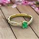 2 - Avril Desire Emerald Cut Emerald and Round Diamond Twist Braided Shank Engagement Ring 