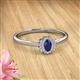 2 - Elsa Rainbow Oval Cut Blue Sapphire and Round Diamond Sunburst Halo Promise Ring 