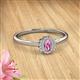 2 - Elsa Rainbow Oval Cut Pink Sapphire and Round Diamond Sunburst Halo Promise Ring 