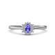 1 - Elsa Rainbow Oval Cut Tanzanite and Round Diamond Sunburst Halo Promise Ring 