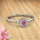 2 - Elsa Rainbow Oval Cut Pink Tourmaline and Round Diamond Sunburst Halo Promise Ring 