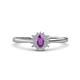 1 - Elsa Rainbow Oval Cut Amethyst and Round Diamond Sunburst Halo Promise Ring 