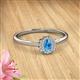 2 - Elsa Rainbow Oval Cut Blue Topaz and Round Diamond Sunburst Halo Promise Ring 
